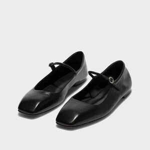 NEW Aeyde Berlin Uma Mary Jane Flats in Black Nappa Leather 38.5